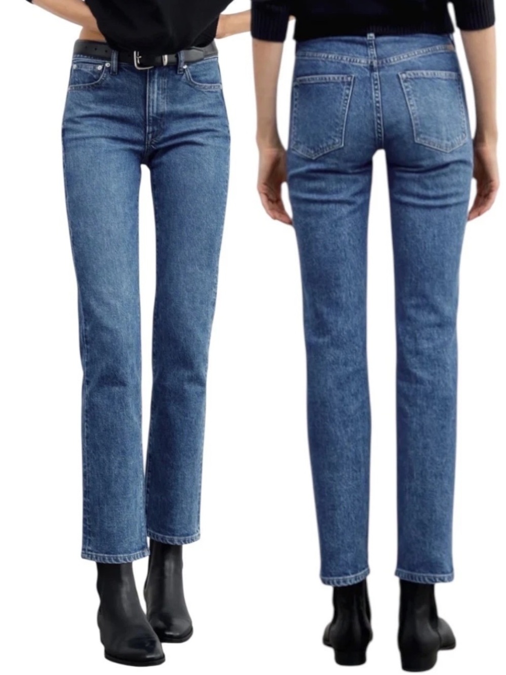 AYR The Lala High Rise Blue 1990s Straight Leg Ankle Jeans Women 28S (29 x 28.5)